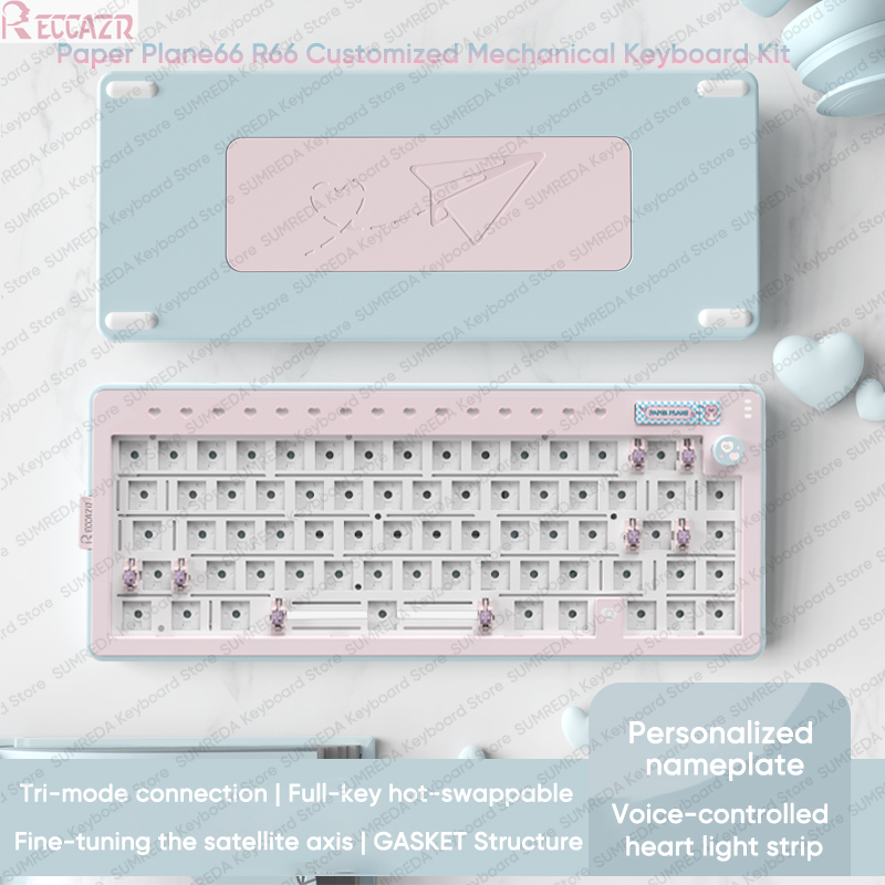 Gaming Keyboard Hot Swappable - RECCAZR-Kit de teclado mecánico R66 Paper