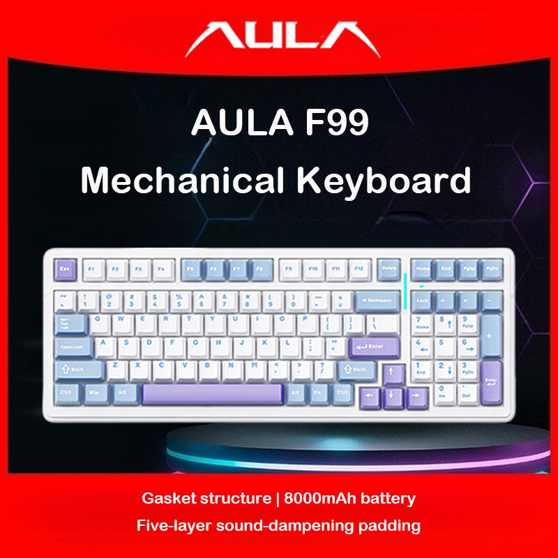 Gaming Keyboard Hot Swappable - Teclado mecánico AULA F99, triple modo,